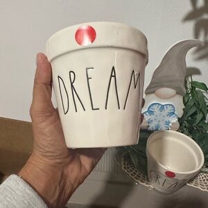 Rae Dunn Cream and Red 'Dream' Ceramic Planter